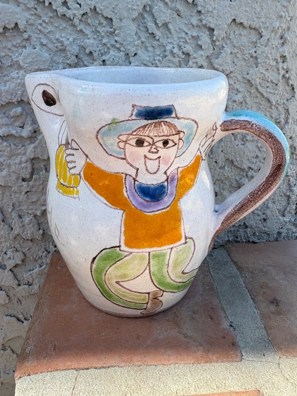 SIGNED MID CENTURY ITALIAN POTTERY PITCHER DESIMONE ITALY